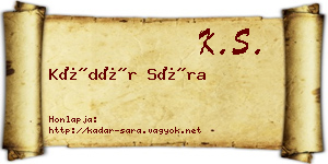 Kádár Sára névjegykártya