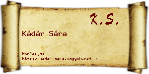 Kádár Sára névjegykártya